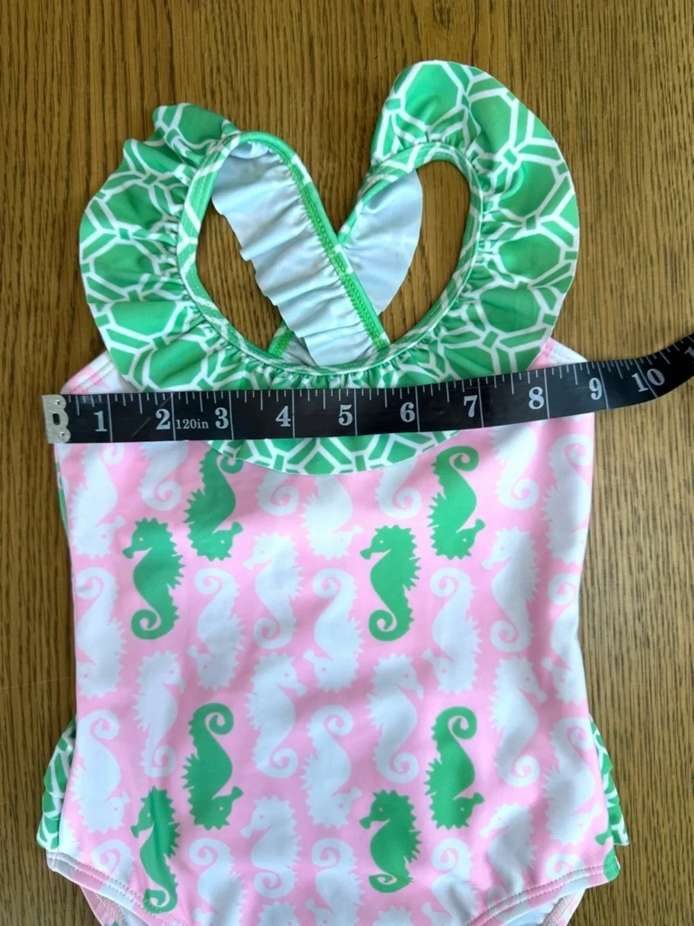 Flap Happy Seahorse One Piece Swimsuit Pink Green Ruffle Sz 2 NWT